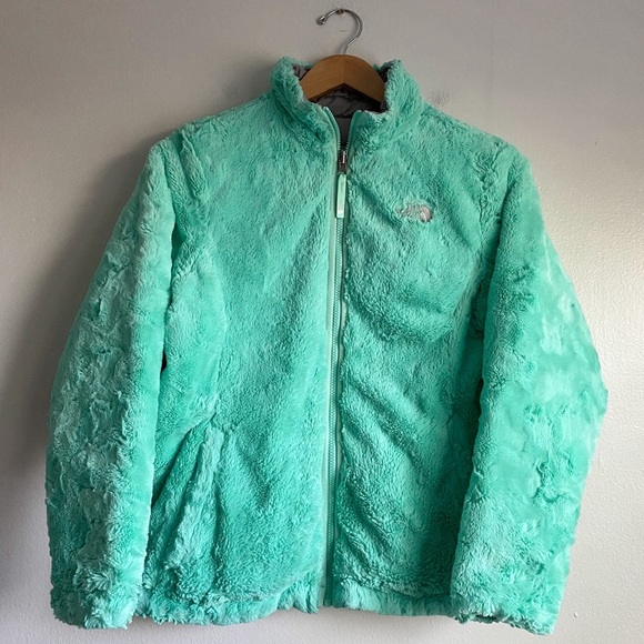 The North Face Reversible Puffer Fuzzy Jacket Gray Teal Green Ski Winter Warm XL - Picture 6 of 10